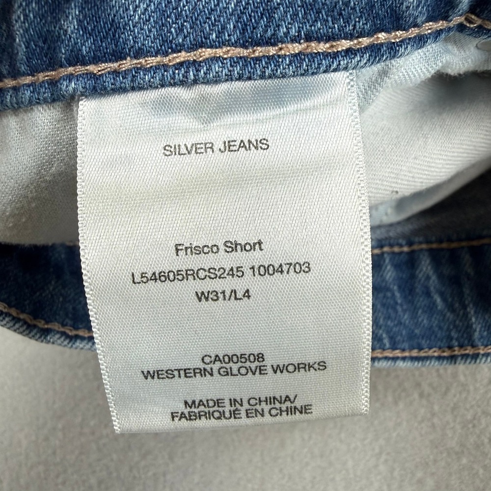 Silver Jeans Womens 31 Frisco Short Blue Denim Distressed High Waist Cut Off - Picture 4 of 8